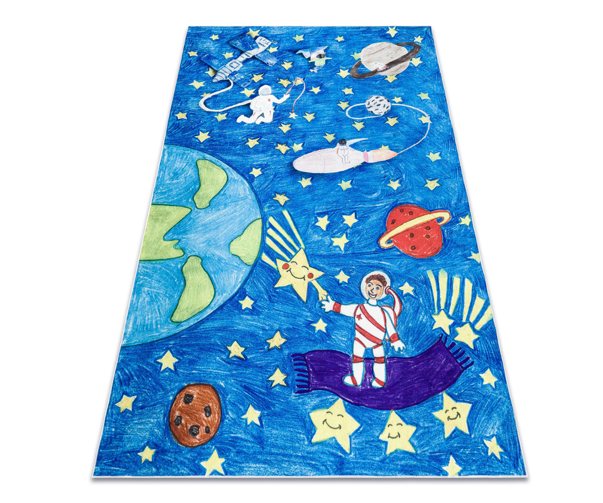 Pehme lastetoa vaip BAMBINO 2265 Kosmos ja rakett, libisemiskindel 1