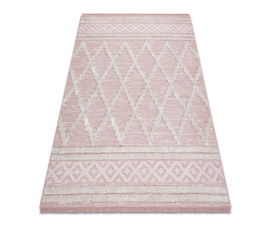 HITT! Puuvillane vaip ECO SISAL Boho MOROC 22297 roosa-kreemjas