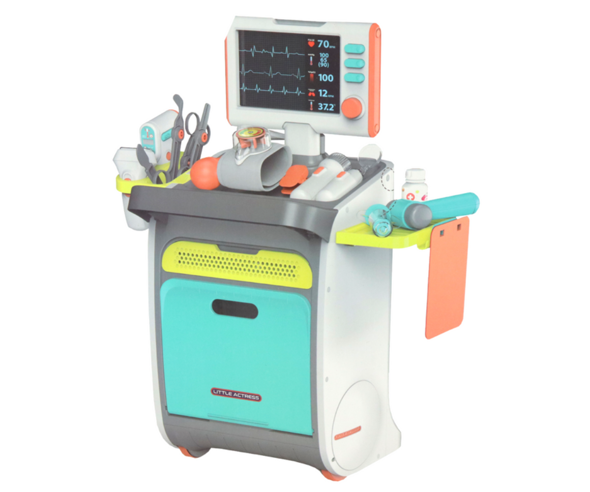 EKG- ja röntgenekraan heliefektidega arstimängu komplektis lähivõttena.