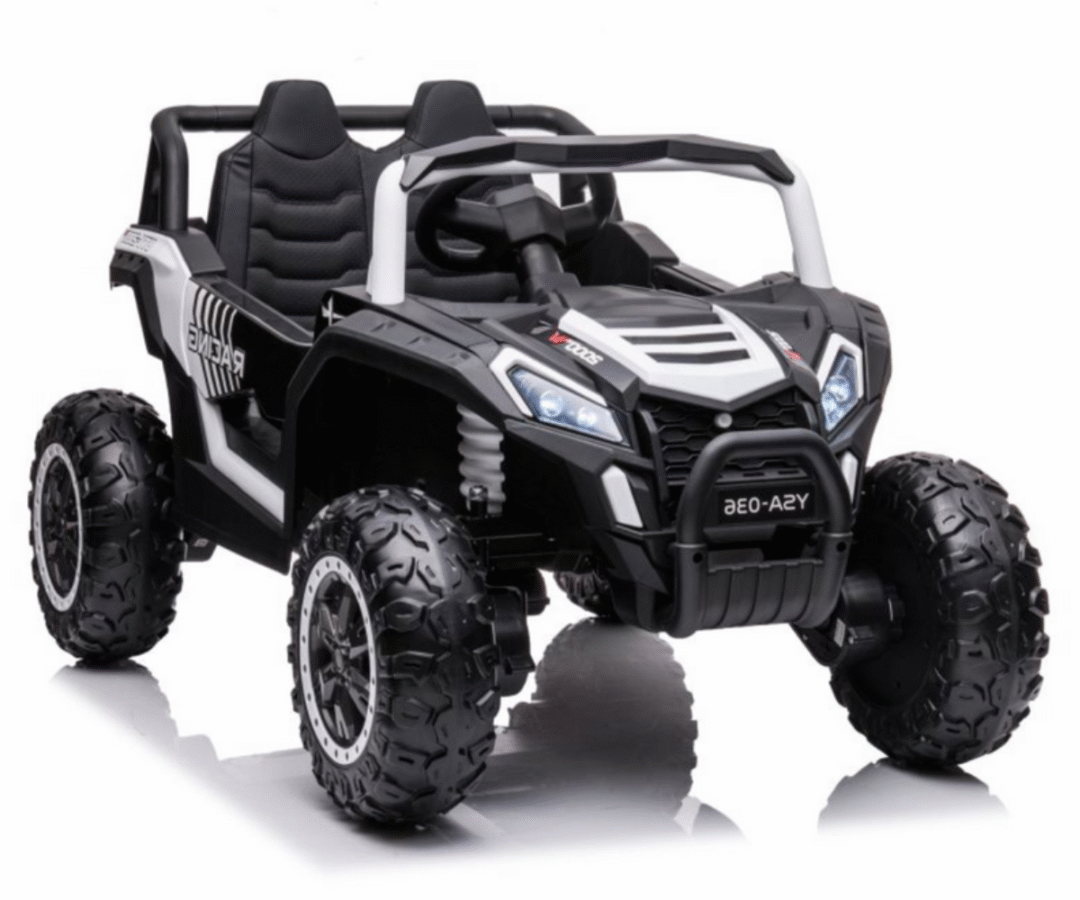 Valge akusõiduk YSA036 4x4 laste elektriauto avatud uste ja LED esituledega