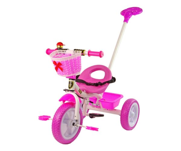 Kolmerattaline jalgratas lükkesanga ja korviga LeanTrike Pro100, roosa