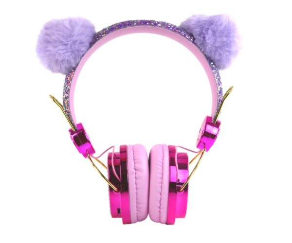 Laste juhtmega kõrvaklapid, roosa sädelus