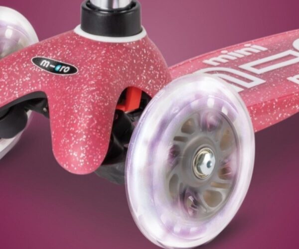 Laste tõukeratas Micro Mini Deluxe LED-ratastega (Fairy Glitter roosa), lastele 2-5 aastat