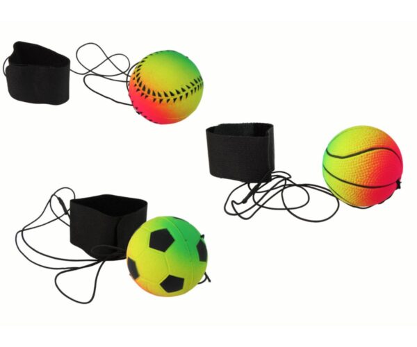Värviline põrgatatav pall nööri otsas