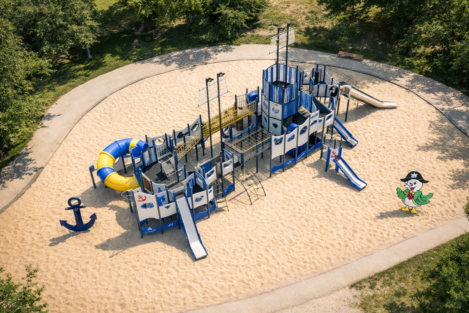 mänguväljak laeva-temaatika galioon 3018S vaade drooniga