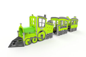 avalik mänguväljak express rong, vedur koos 2 vaguniga, roheline