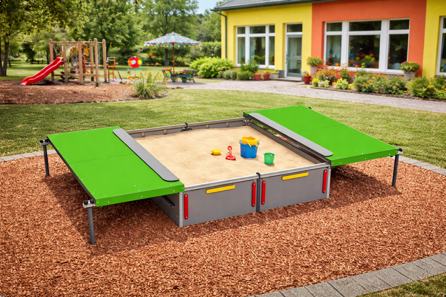 suletava liivakasti 3210S vaade taustaks lasteaed