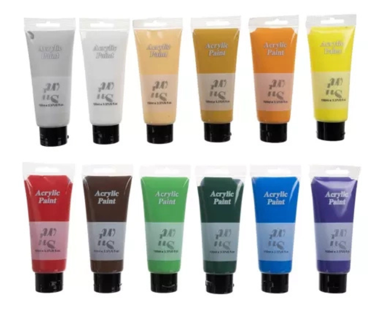 Läbipaistvad 100 ml akrüülvärvituubid erinevates toonides