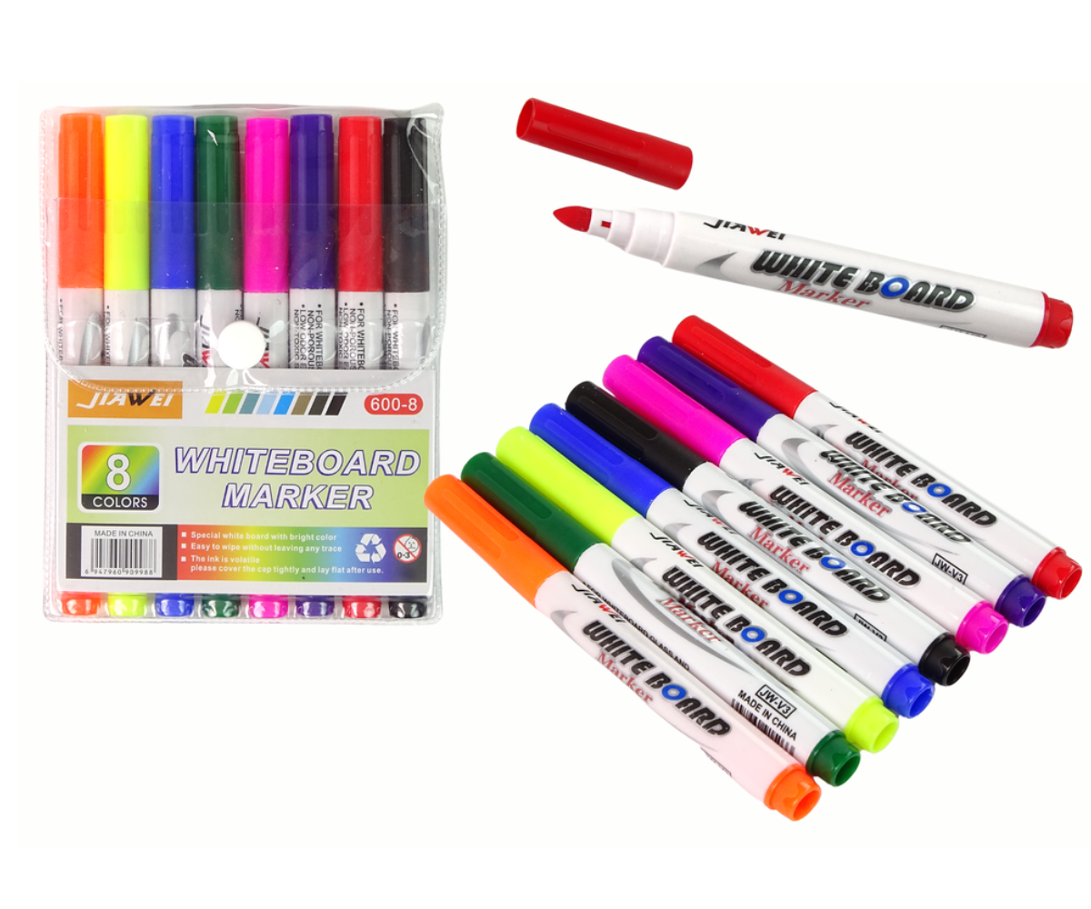 Kuivtahvli markerite 8-osaline värvikas komplekt valgetahvlile kirjutamiseks