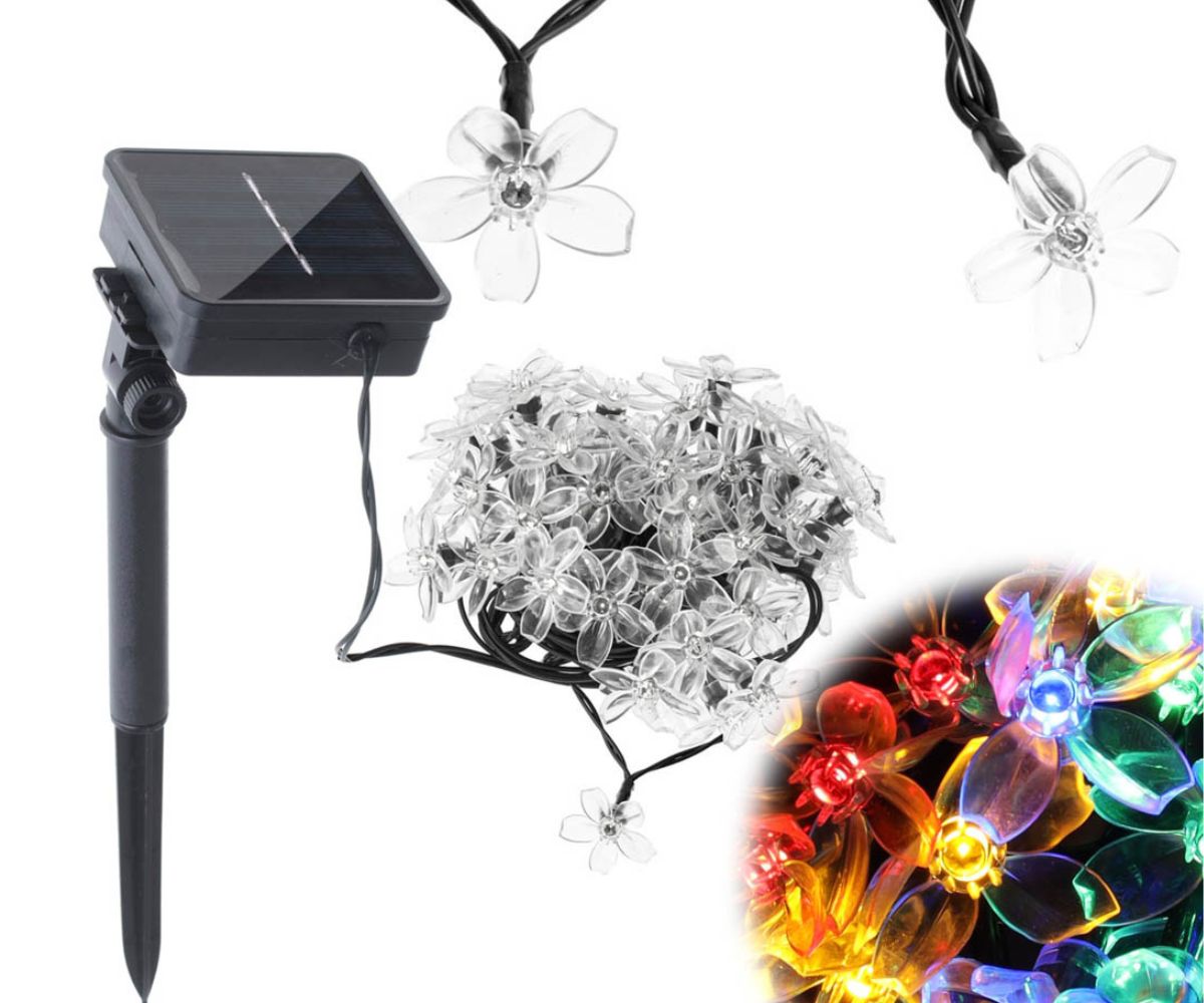 Solar LED-valguskett 7m värviline, lilled