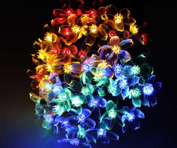 Solar LED-valguskett 7m värviline, lilled