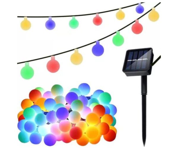 Solar LED-valguskett 7m, värvilised pallid