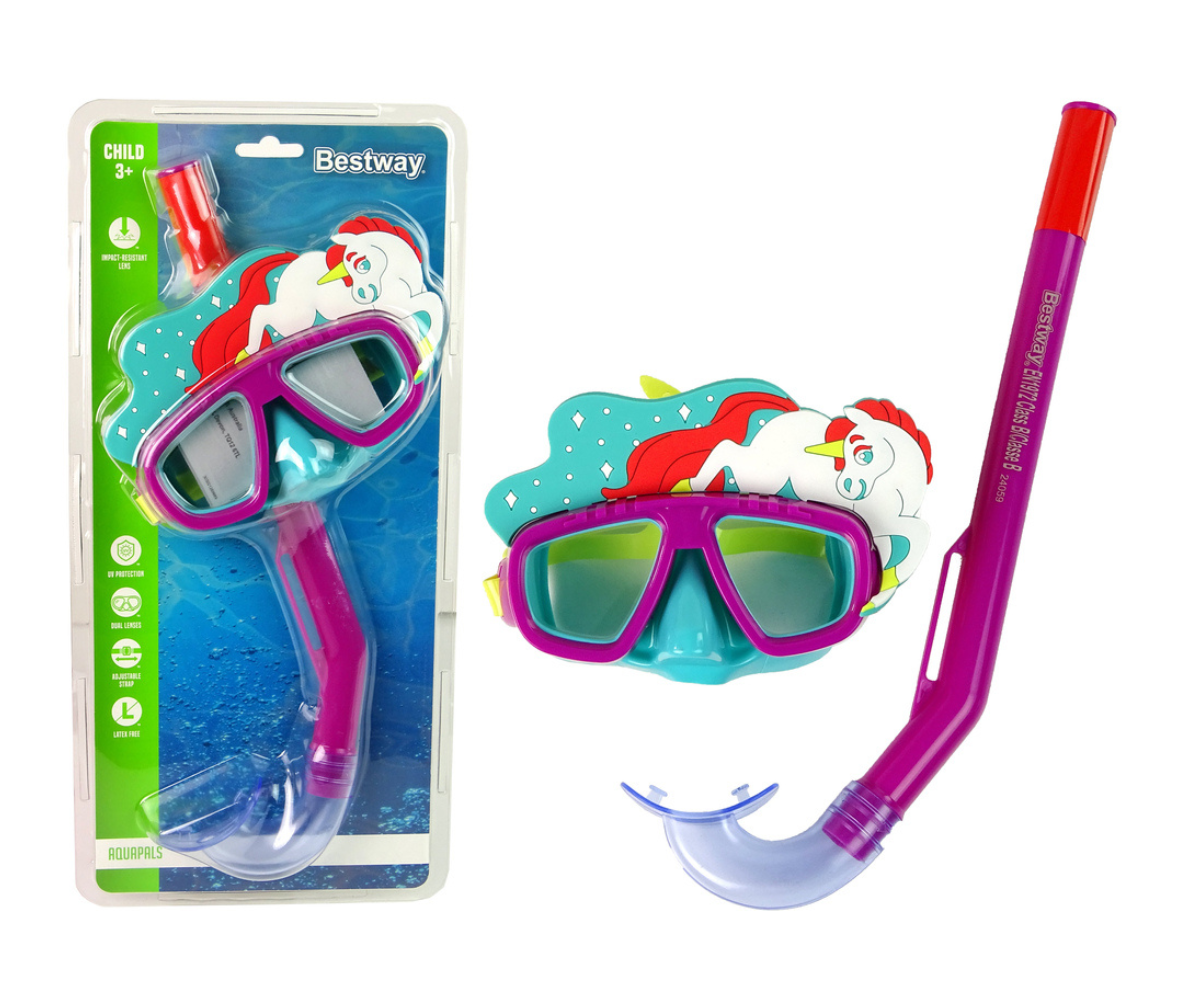 Sukeldumismask Unicorn Bestway (3-7a) roosa