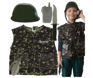 Seikluslik sõduri kostüüm mängimiseks ja peole