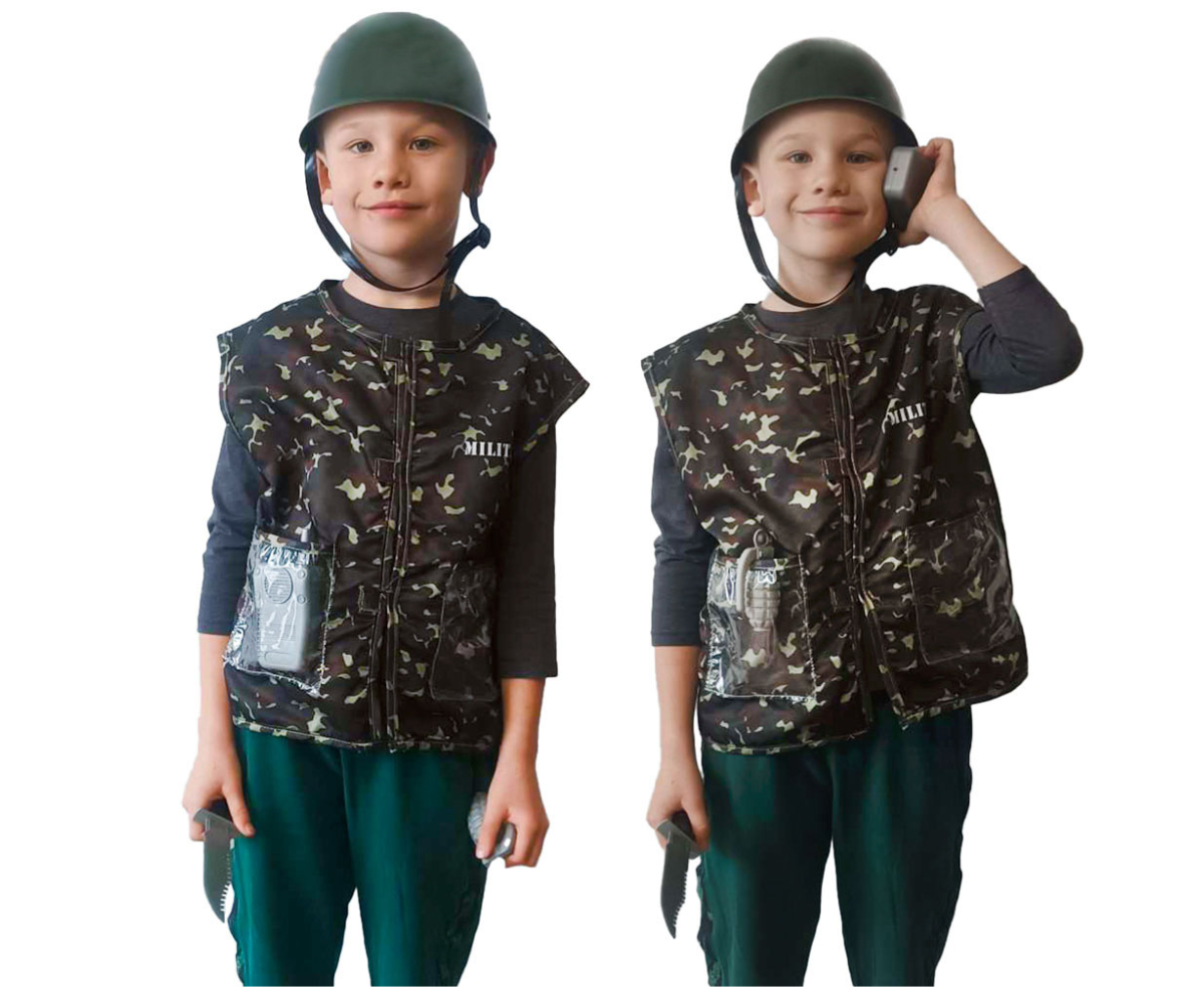 Lastele mõeldud sõduri aksessuaaridega kostüüm