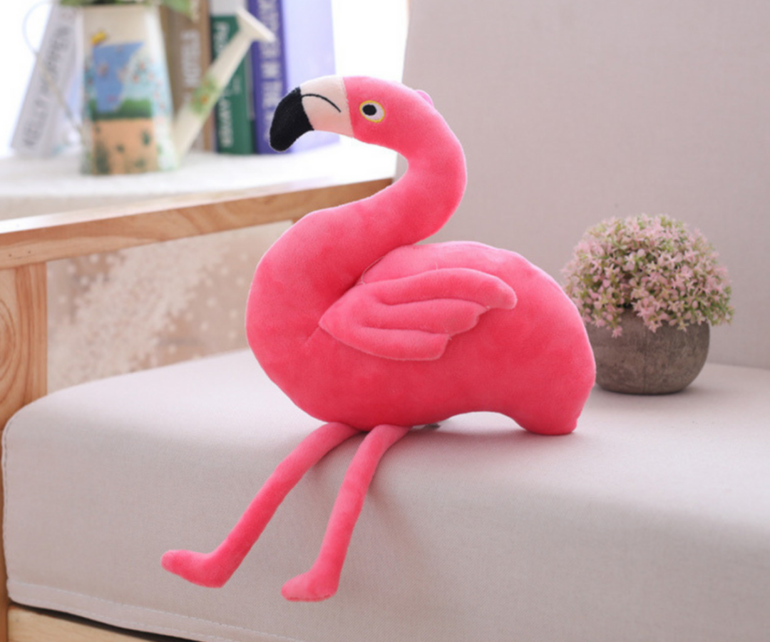 Roosa flamingo valmistatud siidisest plüüškangast