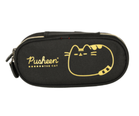 Armas koolipinal Pusheen kassiga, must-kuldne