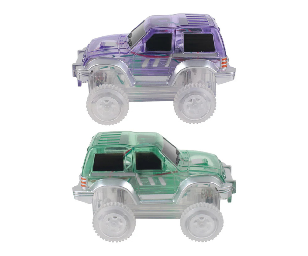 Arendav roheline mänguauto Cleverclixx magnetrajale