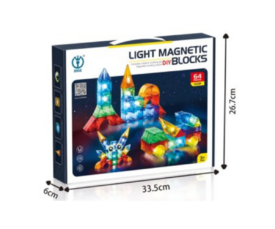 Helendavad magnetklotsid LED DIGE 64-osaline