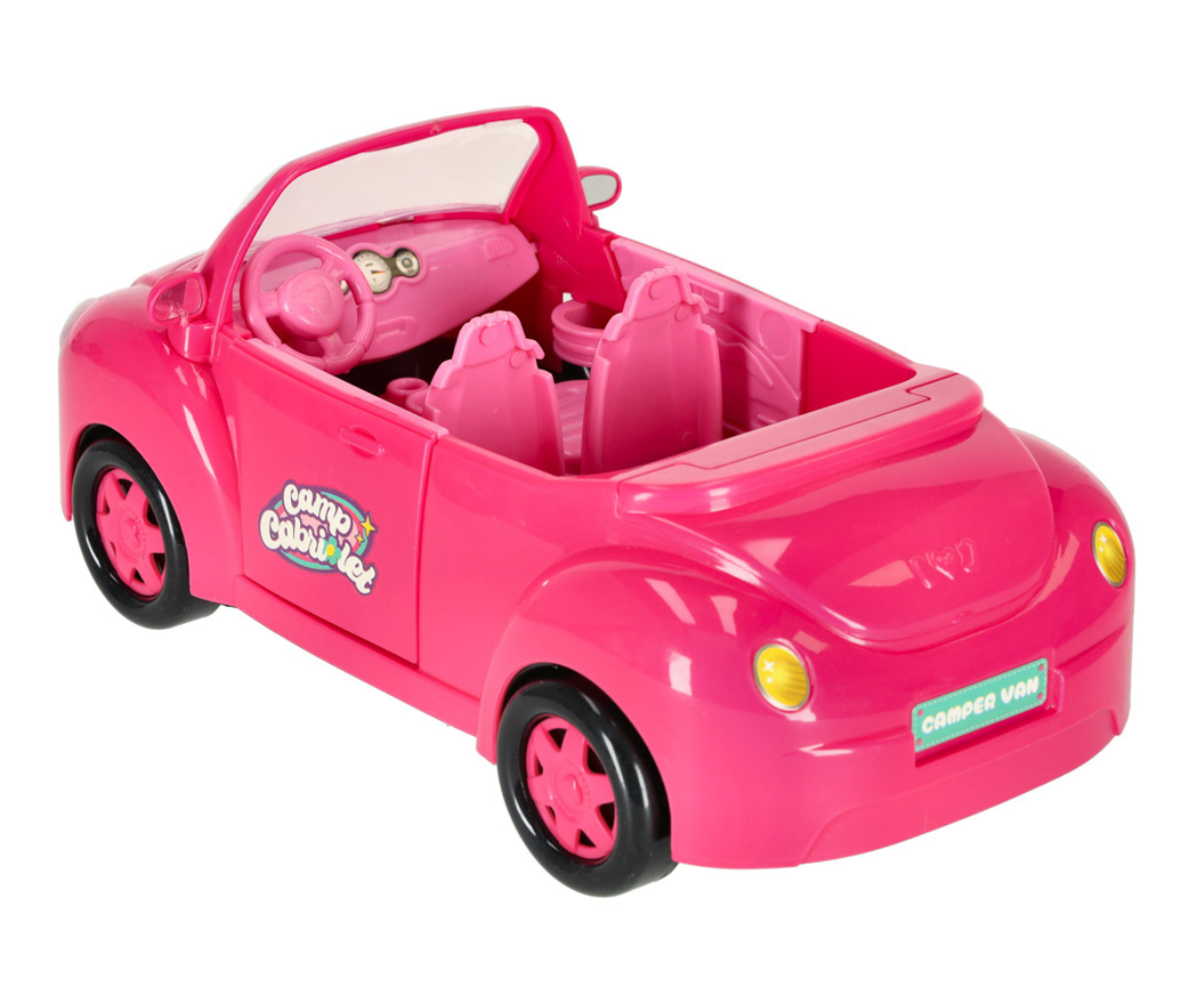 Nukuauto kabriolett ja väike nukk Mia 11cm koera ja korviga