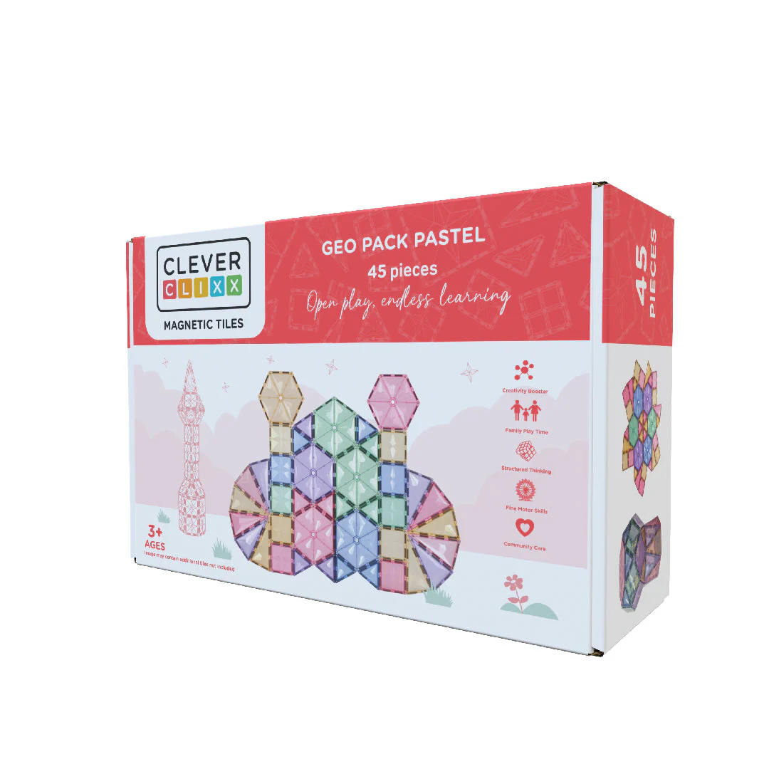 Cleverclixx magnetklotsid Geo Pastel 45-osaline