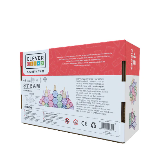 Cleverclixx magnetklotsid Geo Pastel 45-osaline