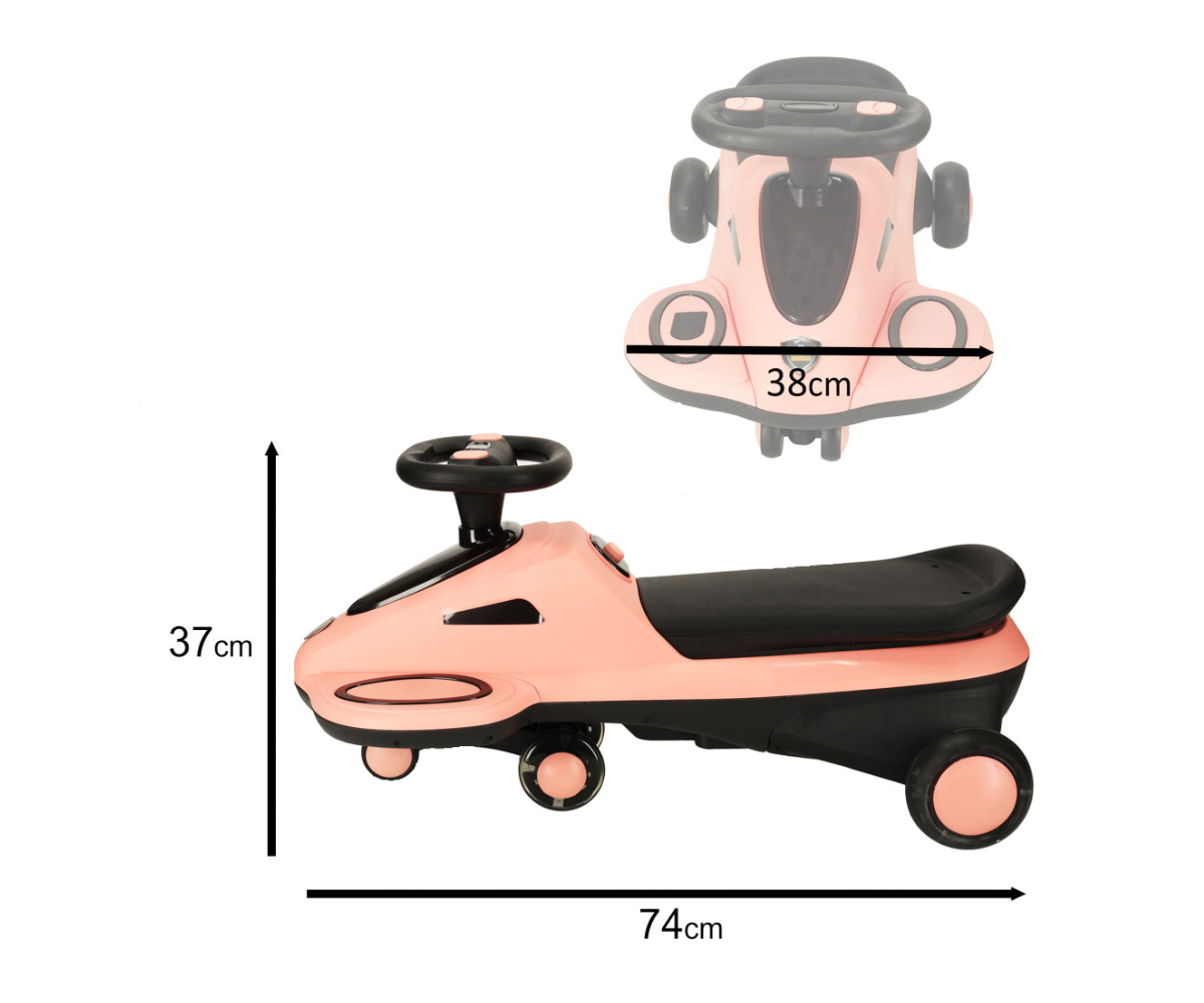 Gravitatsiooniline sõiduk LED-tulede ja muusikaga 74cm, roosa-must