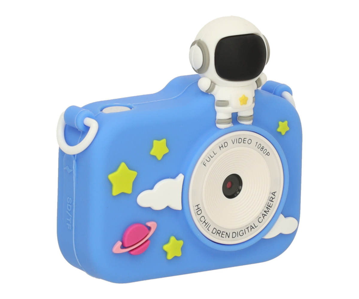 Laste sinine digitaalne kaamera koos kaelarihmaga