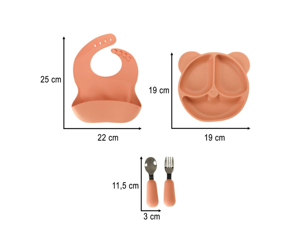 Silikoonist sööginõudekomplekt 4-osaline Karuke, oranž