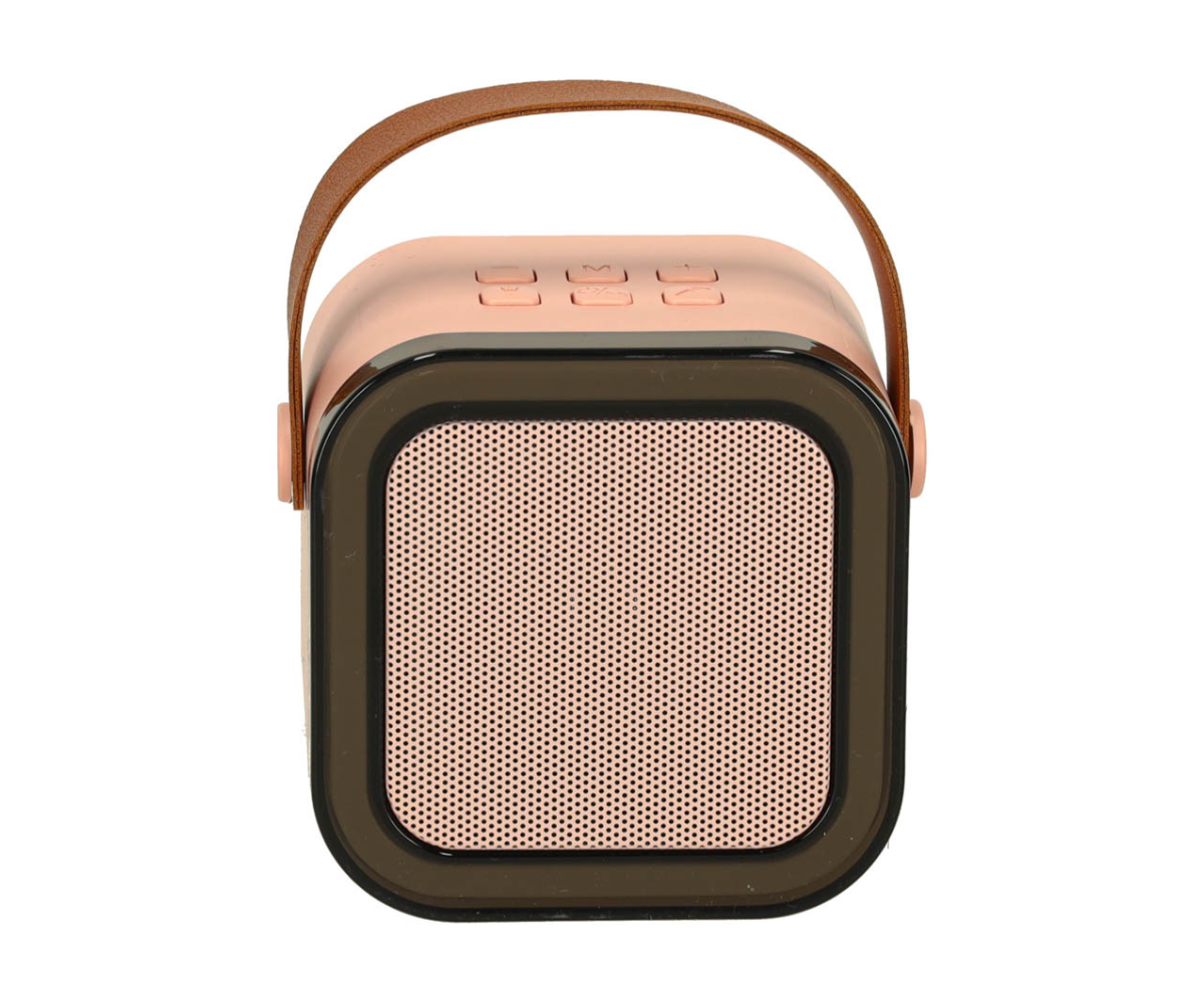 Kaasaskantav karaokekõlar S bluetoothiga + 1 mikrofoni LED tulega õrnroosa