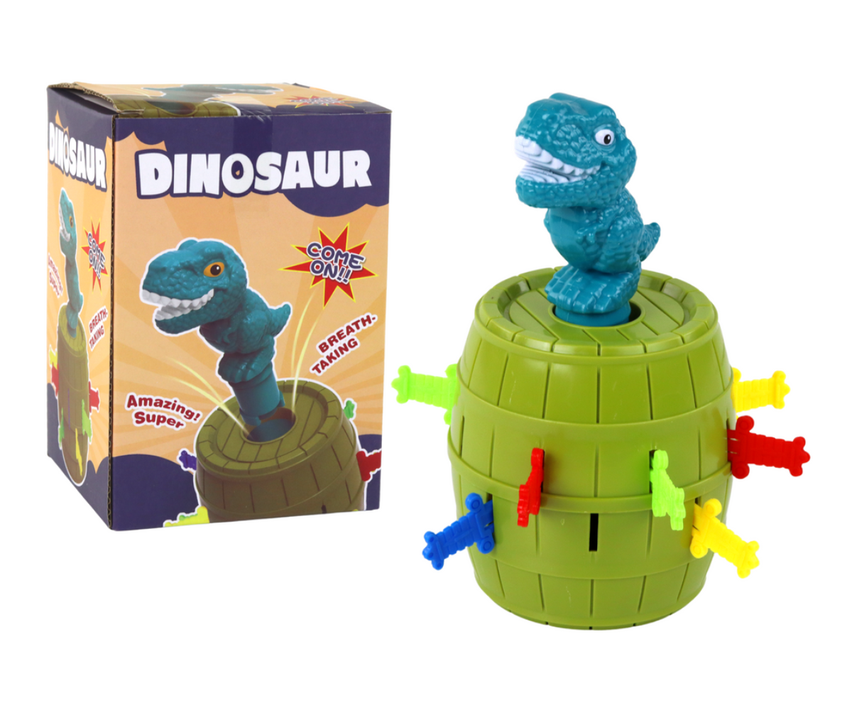 Lõbus mäng Põrkav dinosaurus tünnis – osavusmäng kogu perele