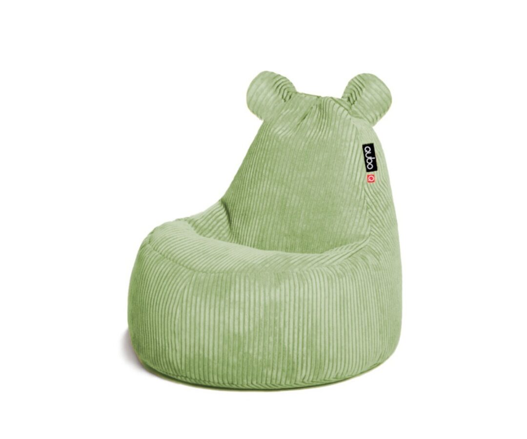 Kott-tool Qubo™ Teddy Basil FEEL FIT, rohelise värvusega ja mugava disainiga, ideaalne laste toas.