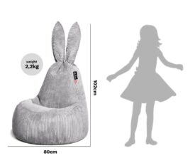 Kott-tool Qubo™ Mommy Rabbit Onyx FEEL FIT koos mõõtude ja kaaluga teabesildiga.