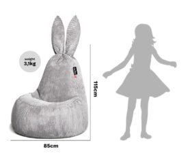 Kott-tool Qubo™ Daddy Rabbit Country FEEL FIT mõõtmed 85cm laius ja 115cm kõrgus, kaal 3,1kg.