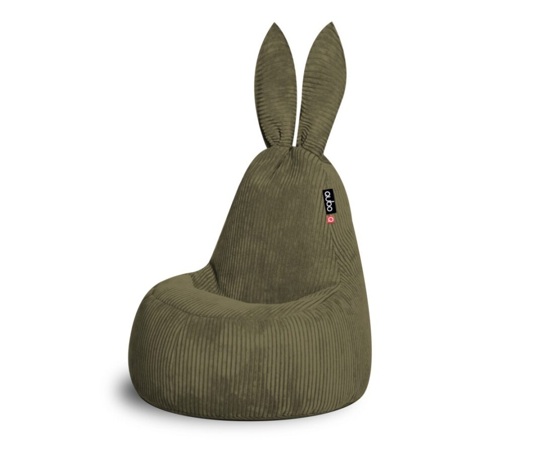 Kott-tool Qubo™ Daddy Rabbit Moss FEEL FIT, roheline värv ja ägedad jänesekõrvad.