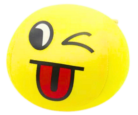 Smiley Emoji pall, kollane värv ja suurus 9cm, ideaalne pehme mänguasi.