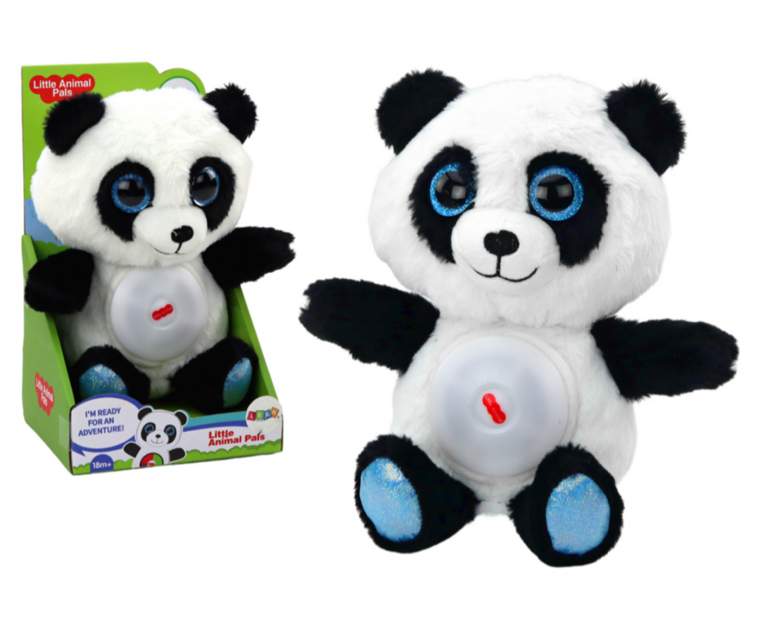 Panda kaisukas öölamp hällilauludega 30cm, pehme karu mänguasi.