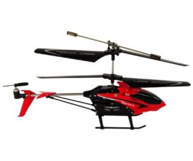 Puldiga helikopter S5H SYMA 2.4G - punane, vaated külje pealt, selgelt nähtavad propellerid