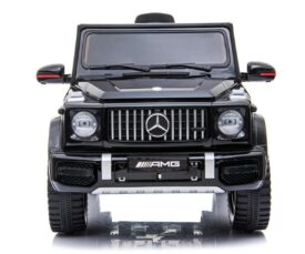 Laste elektriauto Mercedes G63 AMG – must, eesvaade koos AMG logoga.