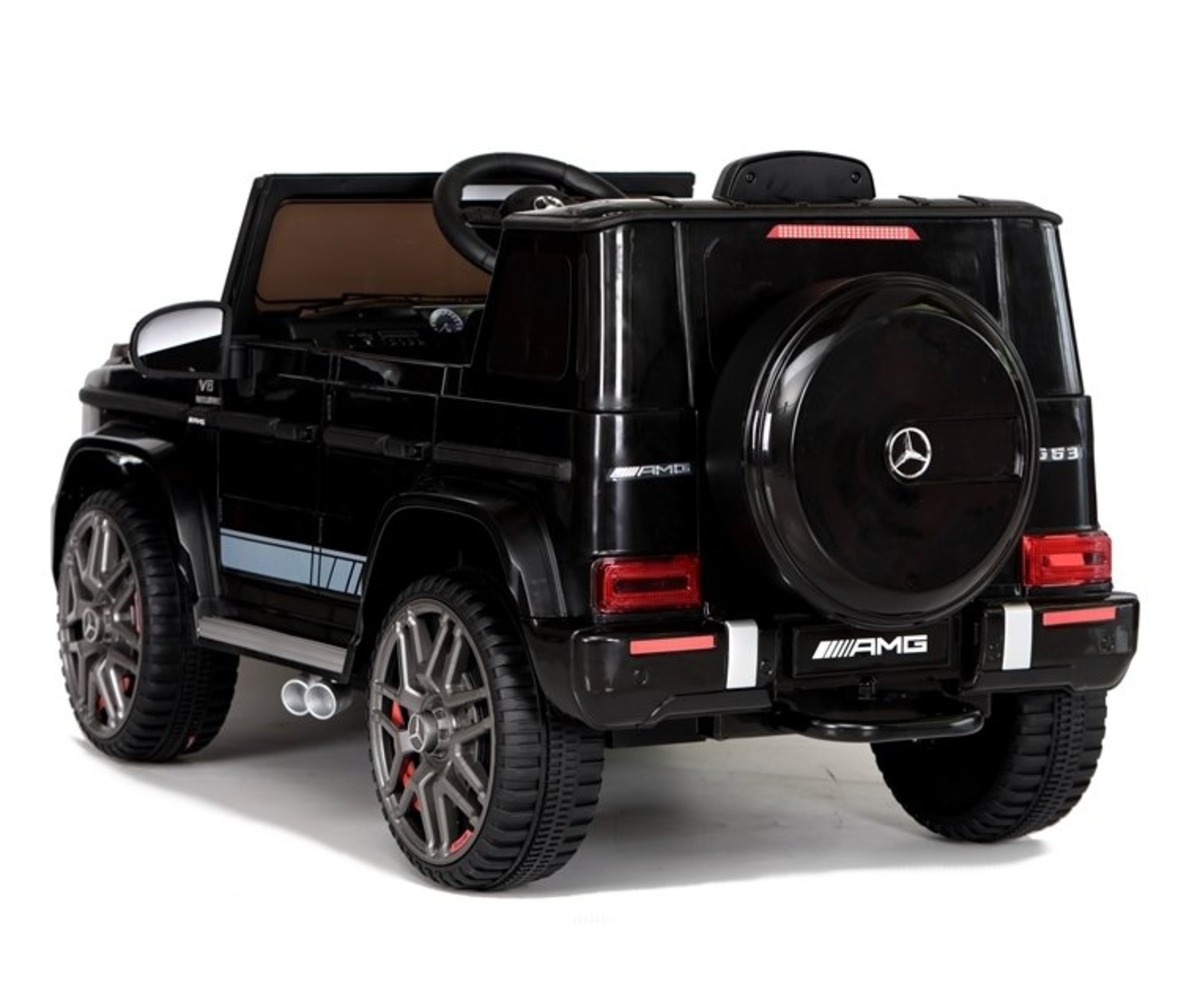 Laste elektriauto Mercedes G63 BBH-0002 - must tagakülg, näidates realistlikke elemente.