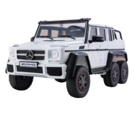 Laste elektriauto Mercedes G63 6x4 24V – valge, nurkvaade selgelt esitleb auto disaini