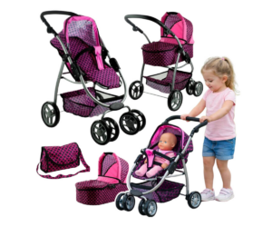 Nukukäru ja jalutuskäru Alice 2in1 – mustade täppidega