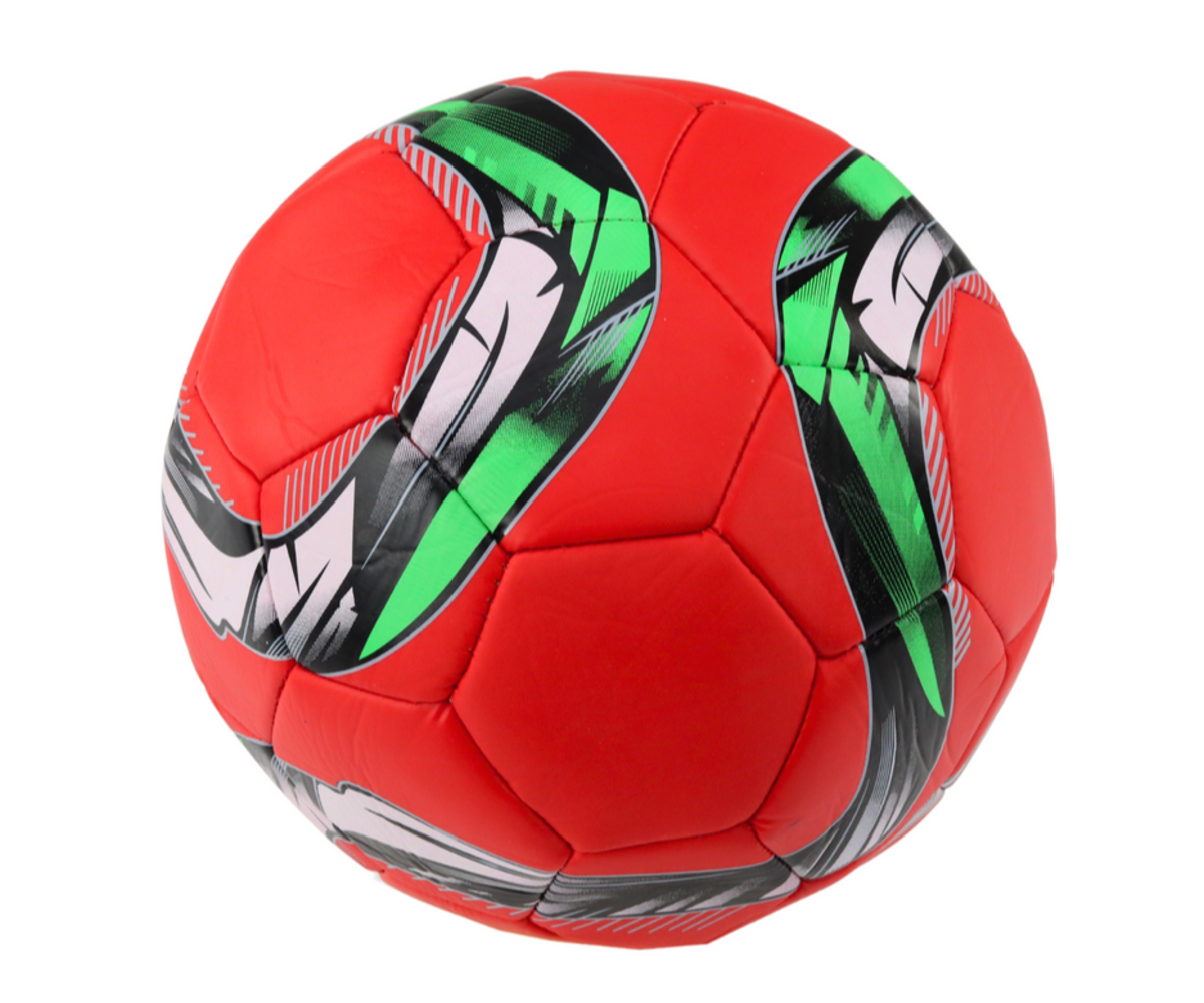 Jalgpall punane – suurus 5 (24cm) värviliste mustritega