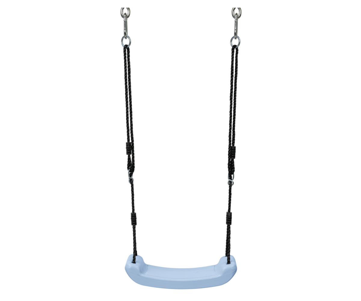 Pastelne sinine plastikust kiigeiste lapsele koos nööridega