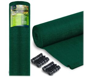 Varjuvõrk 1,5×25m 140g/m² roheline koos 50 kinnitusklemmi