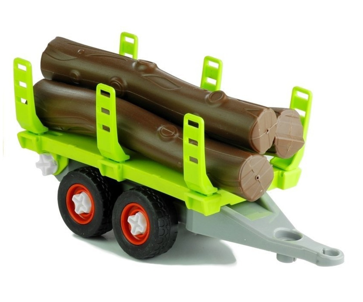 Haagis, mis on osa komplektist traktor ja haagis puidu transportimiseks.