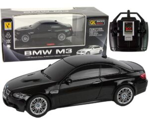 Kaugjuhitav auto BMW M3 must - kompaktne sportauto elegantse pakendiga.