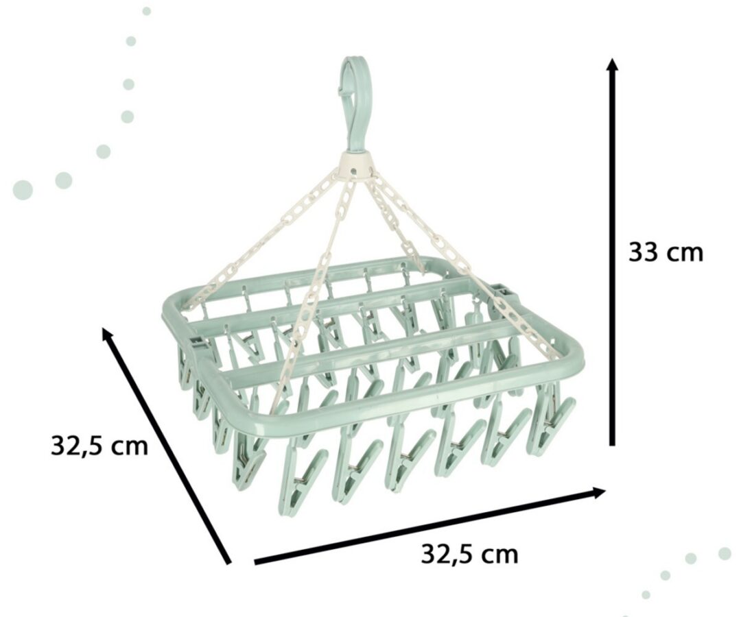 Pesukuivati 32 klambriga mõõtmed, 32,5 cm x 33 cm, ideaalne esemete kuivatamiseks