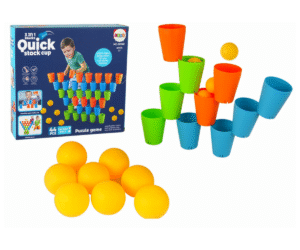 Topsi Puzzle mäng 3in1 – 44-osaline hariv topsimäng, millel on värvilised topsid ja pallid.