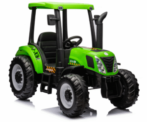 Elektriline traktor A011 24V 2x200W – roheline külgvaade, millel on detailne disain ja tugevad rehvid.